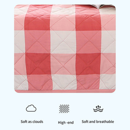 AYktou Reversible Patchwork Quilts Queen Size, 78.74x59.05in Lightweight Plaid Bedspreads Coverlets Quilt Bedding Blanket for All Seasons Red.