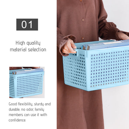 Darzheoy Laundry Basket, 2 pcs Plastic Hamper with Handles, Open Storage Bin to Organize Closets, Cabinets, Pantry, Shelving and Countertop Space, Suitable for Families and Dorms 1PC-Blue.