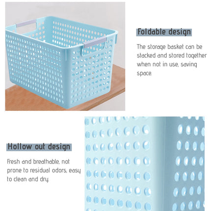 Darzheoy Laundry Basket, 2 pcs Plastic Hamper with Handles, Open Storage Bin to Organize Closets, Cabinets, Pantry, Shelving and Countertop Space, Suitable for Families and Dorms 1PC-Blue.