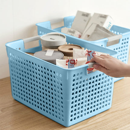 Darzheoy Laundry Basket, 2 pcs Plastic Hamper with Handles, Open Storage Bin to Organize Closets, Cabinets, Pantry, Shelving and Countertop Space, Suitable for Families and Dorms 1PC-Blue.