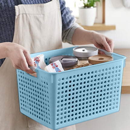 Darzheoy Laundry Basket, 2 pcs Plastic Hamper with Handles, Open Storage Bin to Organize Closets, Cabinets, Pantry, Shelving and Countertop Space, Suitable for Families and Dorms 1PC-Blue.
