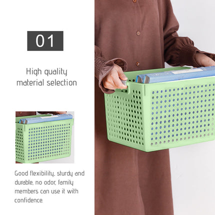 Darzheoy Laundry Basket, 2 pcs Plastic Hamper with Handles, Open Storage Bin to Organize Closets, Cabinets, Pantry, Shelving and Countertop Space, Suitable for Families and Dorms 1PC-Green.