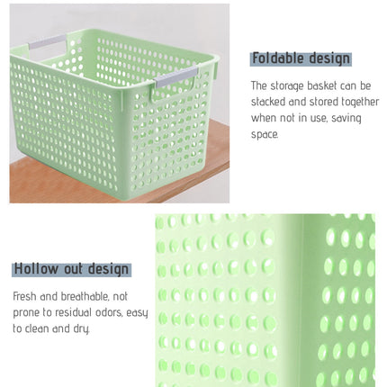 Darzheoy Laundry Basket, 2 pcs Plastic Hamper with Handles, Open Storage Bin to Organize Closets, Cabinets, Pantry, Shelving and Countertop Space, Suitable for Families and Dorms 1PC-Green.