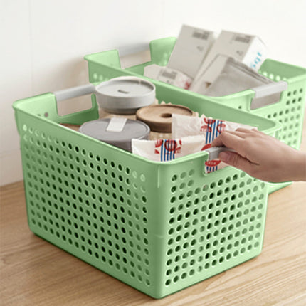 Darzheoy Laundry Basket, 2 pcs Plastic Hamper with Handles, Open Storage Bin to Organize Closets, Cabinets, Pantry, Shelving and Countertop Space, Suitable for Families and Dorms 1PC-Green.