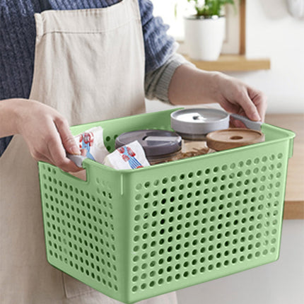 Darzheoy Laundry Basket, 2 pcs Plastic Hamper with Handles, Open Storage Bin to Organize Closets, Cabinets, Pantry, Shelving and Countertop Space, Suitable for Families and Dorms 1PC-Green.