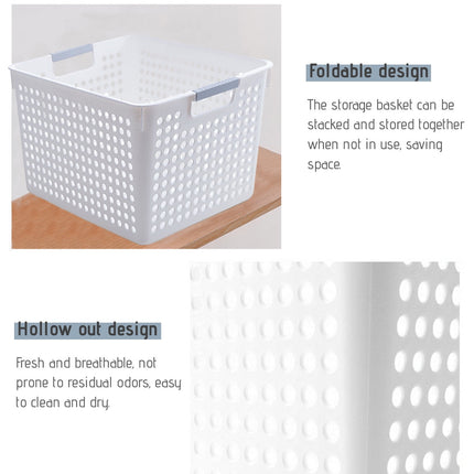 Darzheoy Laundry Basket, 2 pcs Plastic Hamper with Handles, Open Storage Bin to Organize Closets, Cabinets, Pantry, Shelving and Countertop Space, Suitable for Families and Dorms 1PC-White.