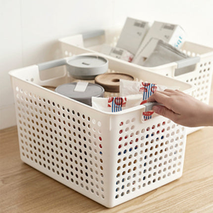 Darzheoy Laundry Basket, 2 pcs Plastic Hamper with Handles, Open Storage Bin to Organize Closets, Cabinets, Pantry, Shelving and Countertop Space, Suitable for Families and Dorms 1PC-White.