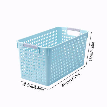 Darzheoy Laundry Basket, 2 pcs Plastic Hamper with Handles, Open Storage Bin to Organize Closets, Cabinets, Pantry, Shelving and Countertop Space, Suitable for Families and Dorms 3PC-Blue.