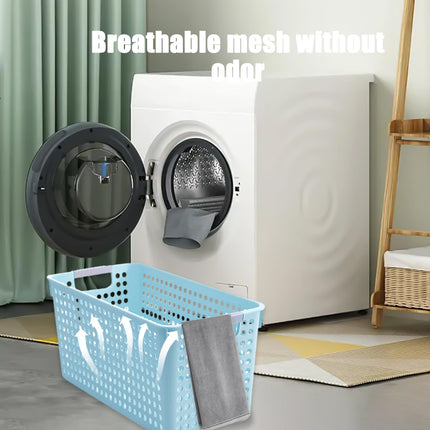 Darzheoy Laundry Basket, 2 pcs Plastic Hamper with Handles, Open Storage Bin to Organize Closets, Cabinets, Pantry, Shelving and Countertop Space, Suitable for Families and Dorms 3PC-Blue.