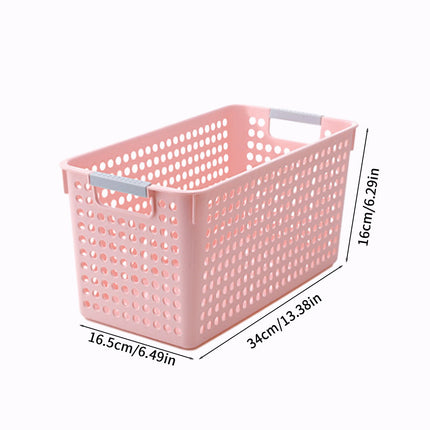 Darzheoy Laundry Basket, 2 pcs Plastic Hamper with Handles, Open Storage Bin to Organize Closets, Cabinets, Pantry, Shelving and Countertop Space, Suitable for Families and Dorms 3PC-Pink.