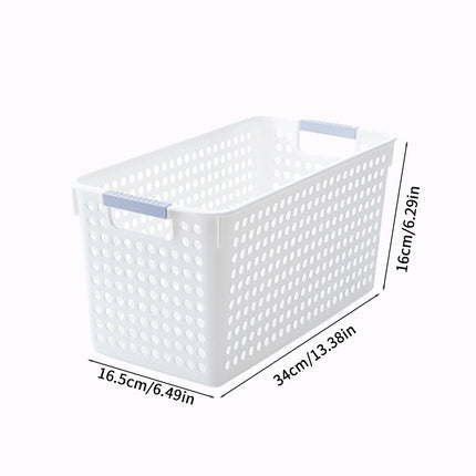 Darzheoy Laundry Basket, 2 pcs Plastic Hamper with Handles, Open Storage Bin to Organize Closets, Cabinets, Pantry, Shelving and Countertop Space, Suitable for Families and Dorms 3PC-White.