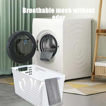 Darzheoy Laundry Basket, 2 pcs Plastic Hamper with Handles, Open Storage Bin to Organize Closets, Cabinets, Pantry, Shelving and Countertop Space, Suitable for Families and Dorms 3PC-White.