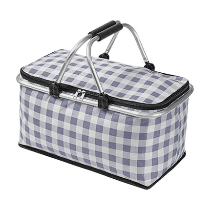 Kdkad Picnic Basket, Collapsible Shopping Basket with Lid Large Market Basket with Handles Reusable Folding Grocery Basket Insulated Cooler Bag for Picnic Travel 47x27x22cm/18.5x10.62x8.66in Black.