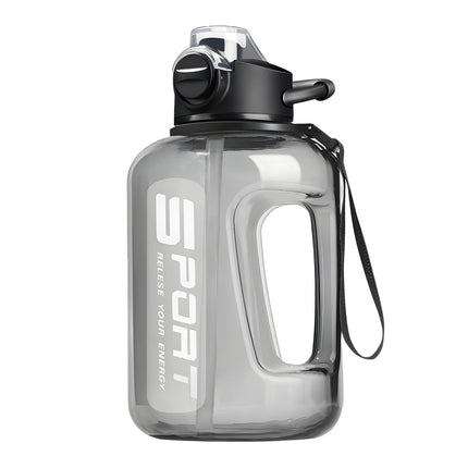 AYktou 58oz Water Bottle for All Day Hydration Big Water Bottle with Straw Measures Daily Gym Water Bottle with Handle Leakproof Sports Water Bottle for Gym Camping Outdoor(Black） Black-58oz.