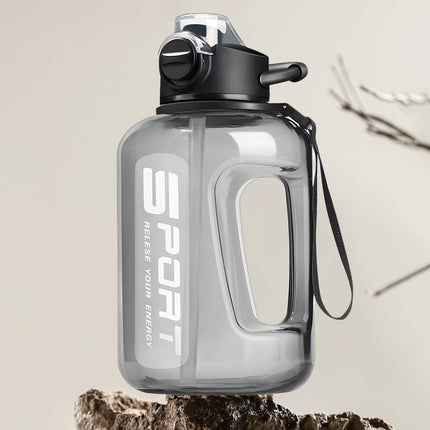 AYktou 58oz Water Bottle for All Day Hydration Big Water Bottle with Straw Measures Daily Gym Water Bottle with Handle Leakproof Sports Water Bottle for Gym Camping Outdoor(Black） Black-58oz.