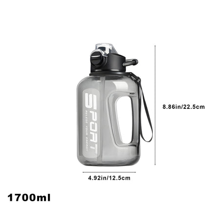 AYktou 58oz Water Bottle for All Day Hydration Big Water Bottle with Straw Measures Daily Gym Water Bottle with Handle Leakproof Sports Water Bottle for Gym Camping Outdoor(Black） Black-58oz.
