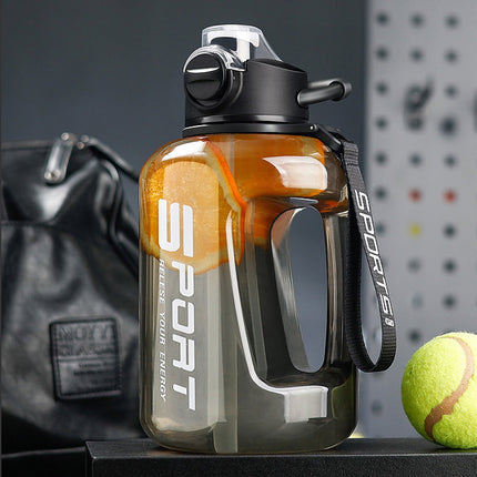 AYktou 58oz Water Bottle for All Day Hydration Big Water Bottle with Straw Measures Daily Gym Water Bottle with Handle Leakproof Sports Water Bottle for Gym Camping Outdoor(Black） Black-58oz.