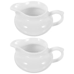 YARNOW Set of 2 Ceramic Gravy Boats with Handle, Portable Sauce Dispensers for Kitchen and Dining Table.