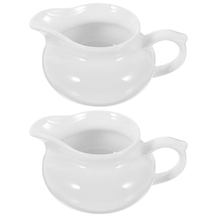 YARNOW Set of 2 Ceramic Gravy Boats with Handle, Portable Sauce Dispensers for Kitchen and Dining Table.