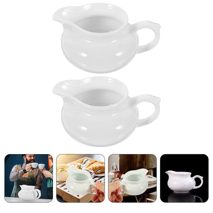 YARNOW Set of 2 Ceramic Gravy Boats with Handle, Portable Sauce Dispensers for Kitchen and Dining Table.