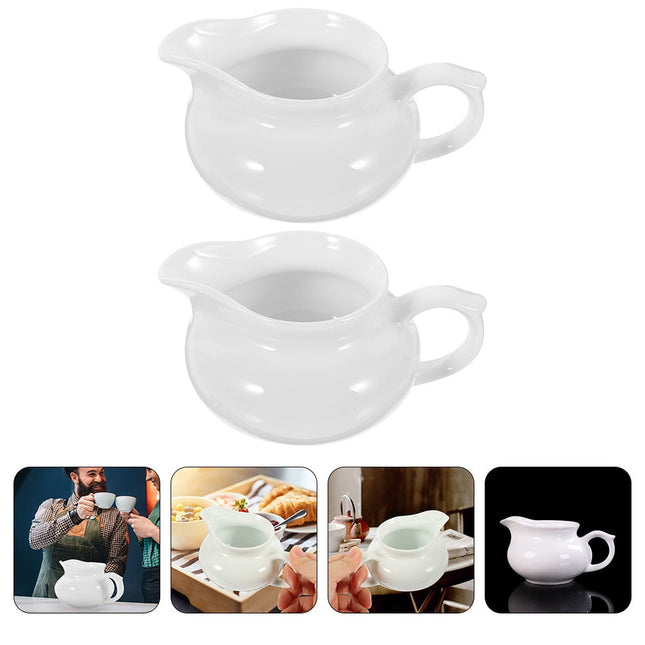 YARNOW Set of 2 Ceramic Gravy Boats with Handle, Portable Sauce Dispensers for Kitchen and Dining Table.