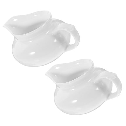 YARNOW Set of 2 Ceramic Gravy Boats with Handle, Portable Sauce Dispensers for Kitchen and Dining Table.