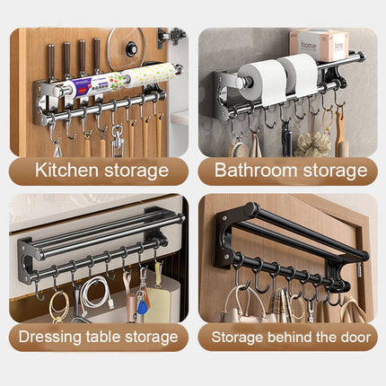 Kdkad Kitchen Organization and Storage Rack, Wall Mounted Pots and Pans Rack, Stainless Steel Metal Wall Shelf with Hooks for Hanging Pots and Pans for Kitchen Bathroom Bedroom Pantry 40 * 9 * 9cm/15.75 * 3.54 * 3.54inch S_ilver.