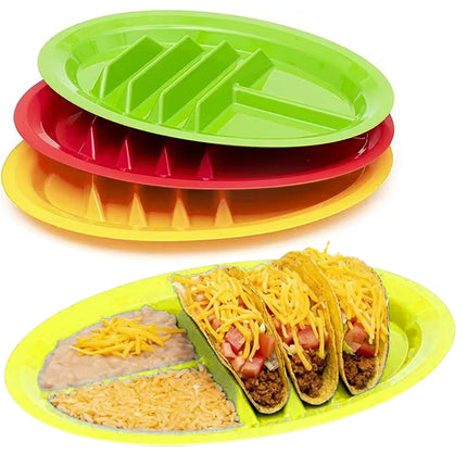 Ludlz Tacos Holder Plate Durable Easy to Clean Mexican Pancakes Corn Hot Dogs Cakes Toasts Food Tray for Home.