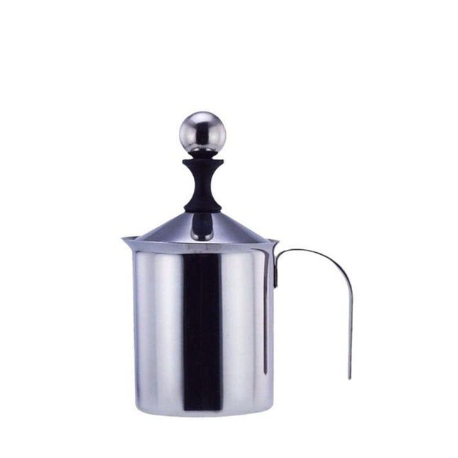 Milk Frother, 304 Stainless Steel Manual Milk Foamer, Handheld Coffee Milk Frothing Pitchers, Manual Operated,  for Cappuccino Coffee Latte Hot Chocolate(400ML)