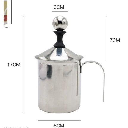 Milk Frother, 304 Stainless Steel Manual Milk Foamer, Handheld Coffee Milk Frothing Pitchers, Manual Operated,  for Cappuccino Coffee Latte Hot Chocolate(400ML)