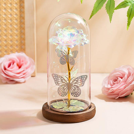 White & Silver Butterfly Flower Lamp - Decorative LED Table Lamp for Home Ambiance.