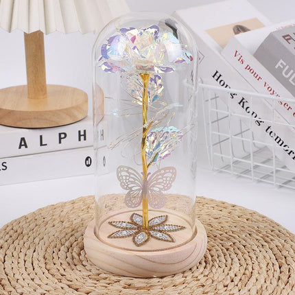 White & Silver Butterfly Flower Lamp - Decorative LED Table Lamp for Home Ambiance.