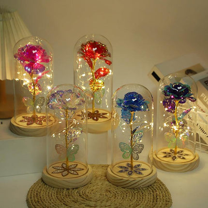 White & Silver Butterfly Flower Lamp - Decorative LED Table Lamp for Home Ambiance.