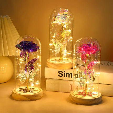 White & Silver Butterfly Flower Lamp - Decorative LED Table Lamp for Home Ambiance.