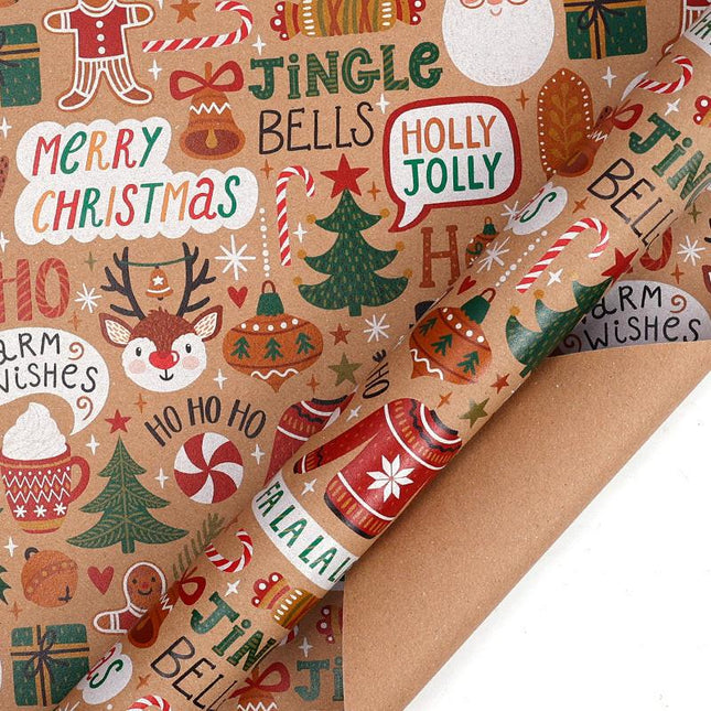 Christmas Gift Wrapping Paper - 6-Pack "Fireplace Sweet Dreams" Series (50x70cm).