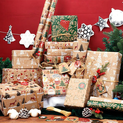 Christmas Gift Wrapping Paper - 6-Pack "Fireplace Sweet Dreams" Series (50x70cm).