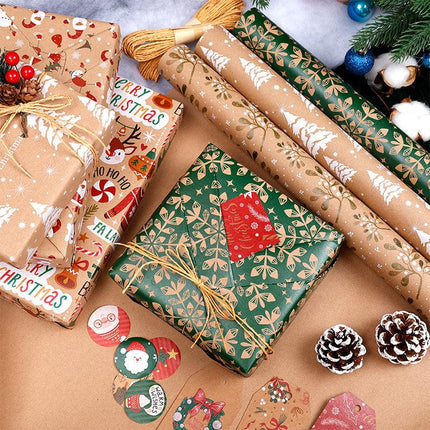 Christmas Gift Wrapping Paper - 6-Pack "Fireplace Sweet Dreams" Series (50x70cm).