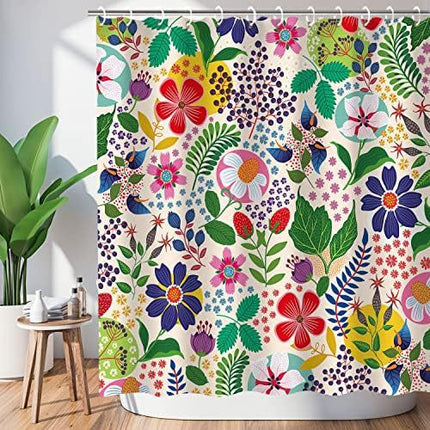 Floral Shower Curtain - Colorful Design (180x180cm).