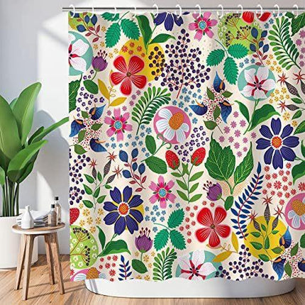 Floral Shower Curtain - Colorful Design (180x180cm).