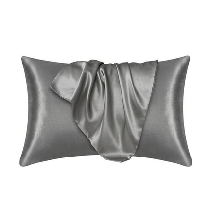A pair of solid-color silk-like pillowcase pillowcase and envelope pillow (silver).
