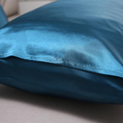 A pair of solid-color silk-like pillowcase pillowcase and envelope pillow (coffee color).