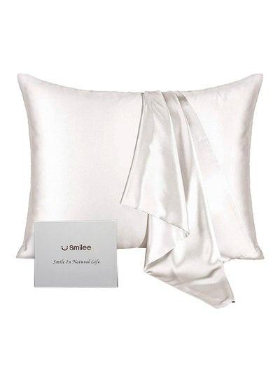 A pair of solid-color silk-like pillowcase pillowcase and envelope pillow (white).