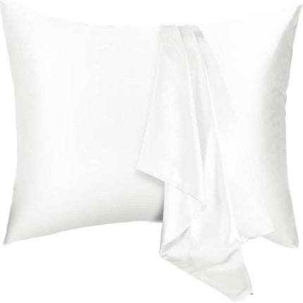 A pair of solid-color silk-like pillowcase pillowcase and envelope pillow (white).