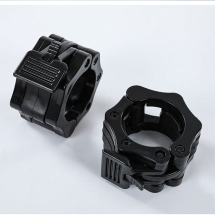 A pair of Olympic bar lock heads, plastic lock for barbell plates, 50MM (black).