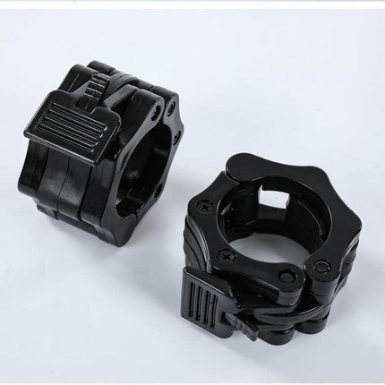 A pair of Olympic bar lock heads, plastic lock for barbell plates, 50MM (black).