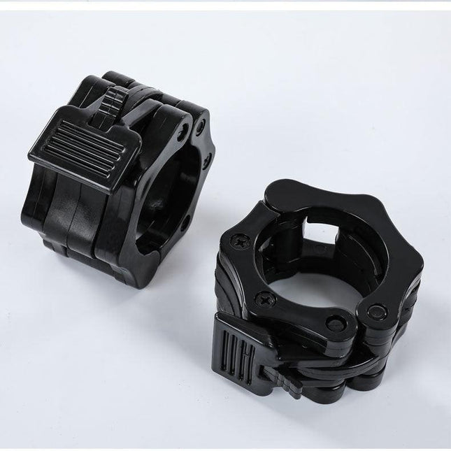 A pair of Olympic bar lock heads, plastic lock for barbell plates, 50MM (black).