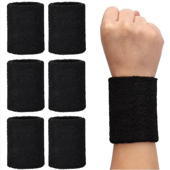 6pcs sports wrist guards, sweat-absorbing towel wrist guards, basketball fitness wrist guards, anti-sprain wrist guards (black).