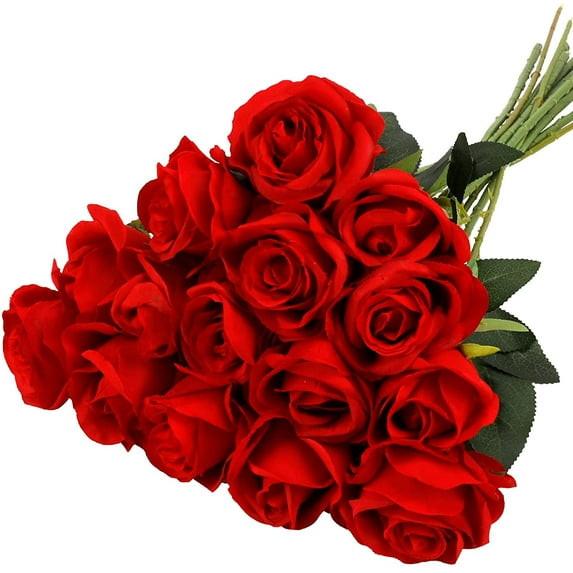 15 pieces of rose artificial flower home wedding Valentine's Day gift rose (red).