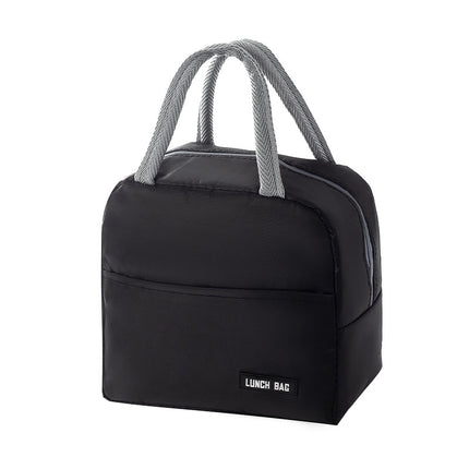 1 PC Lunch bag, thickened aluminum foil student hand-held bento bag, insulated bag, lunch box bag (black).