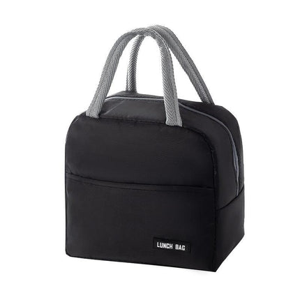1 PC Lunch bag, thickened aluminum foil student hand-held bento bag, insulated bag, lunch box bag (black).